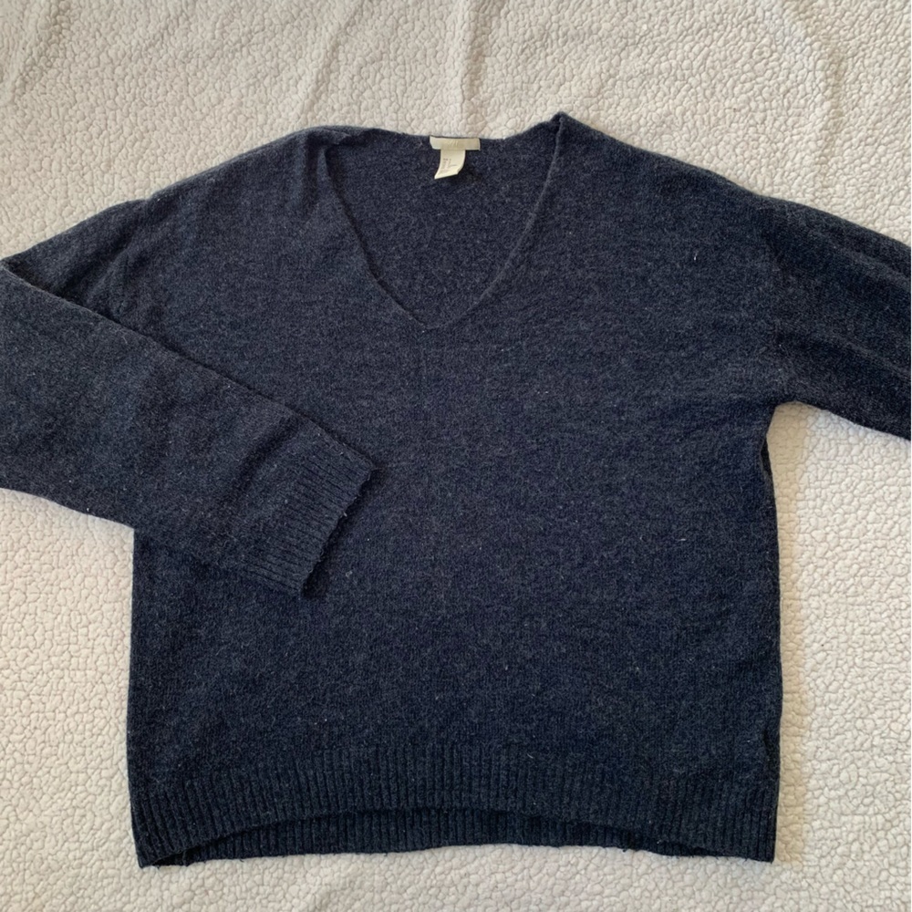 H&M V-neck Dark Blue  Oversized Sweater